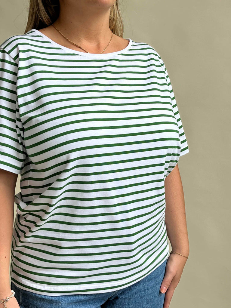 HAPPY T-shirt SS Green stripe